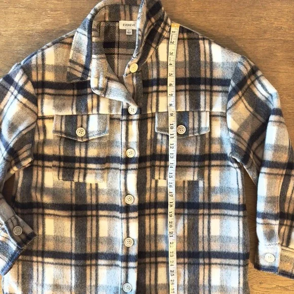 Evereve Simone Plaid Shacket-Soft Brushed‎ Fleece Button Down Jacket-NWOT-Size L - Picture 4 of 16